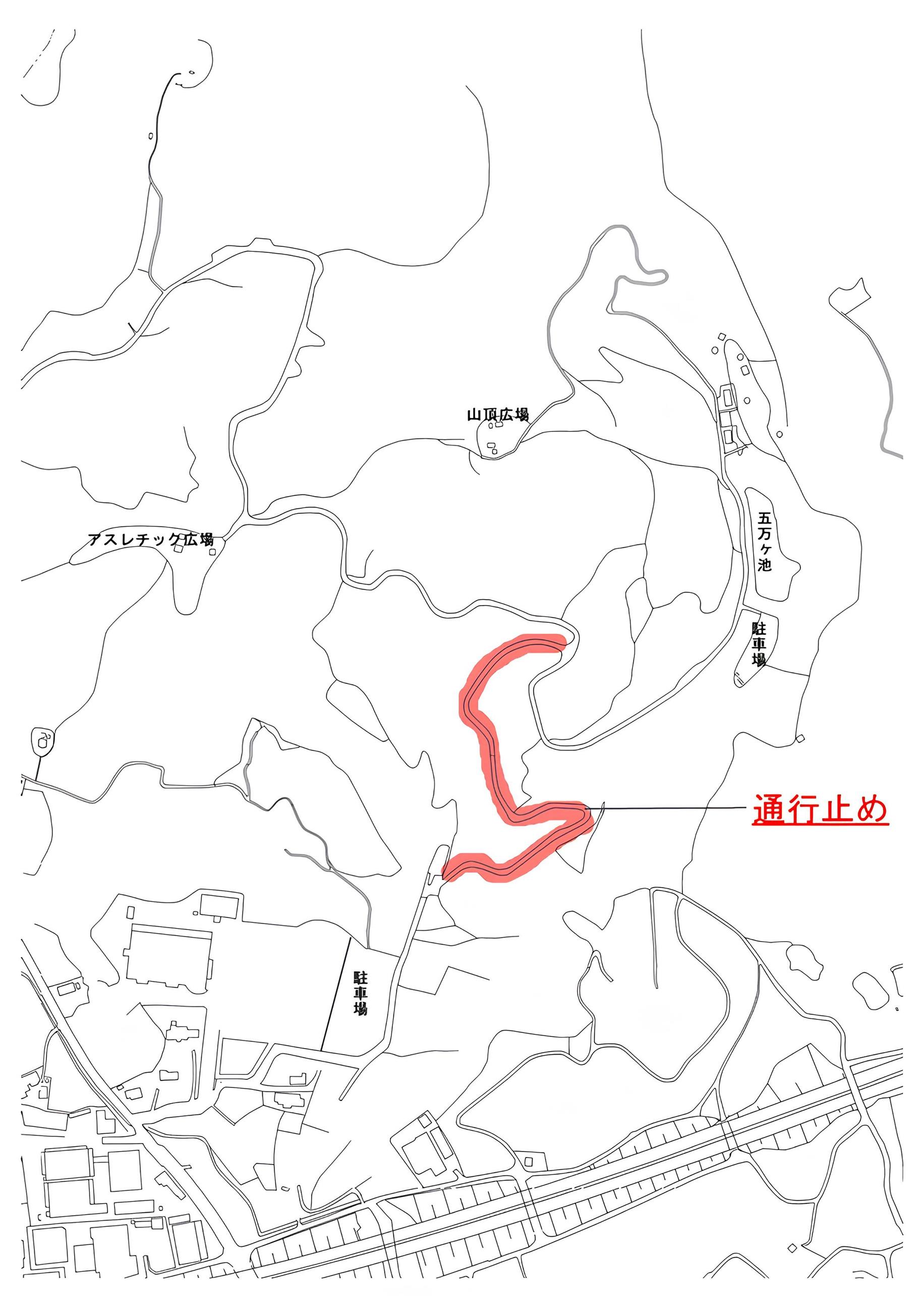 鎮西山通行止め位置図